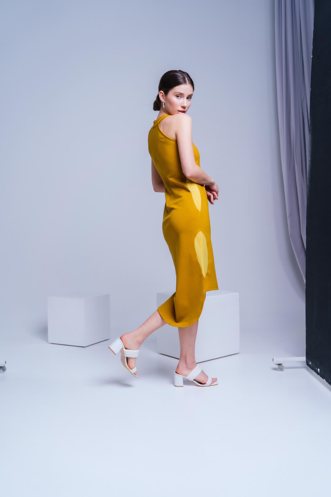 Yellow (mustard) Designer Dress