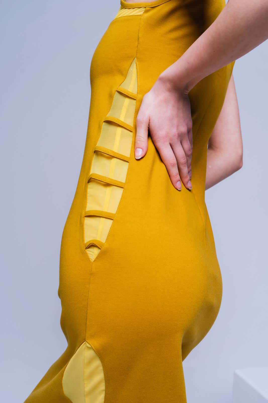 Yellow (mustard) Designer Dress